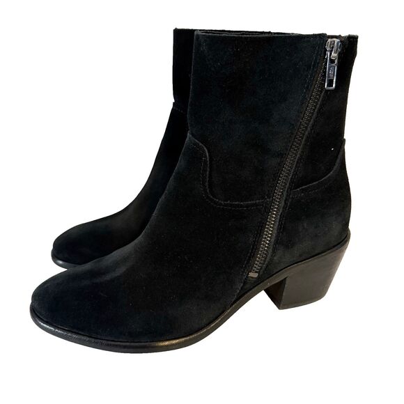 UGG Breeda Women’s Size 8.5 US Black Suede Side Zip Heel Ankle Moto Boot - Picture 2 of 10